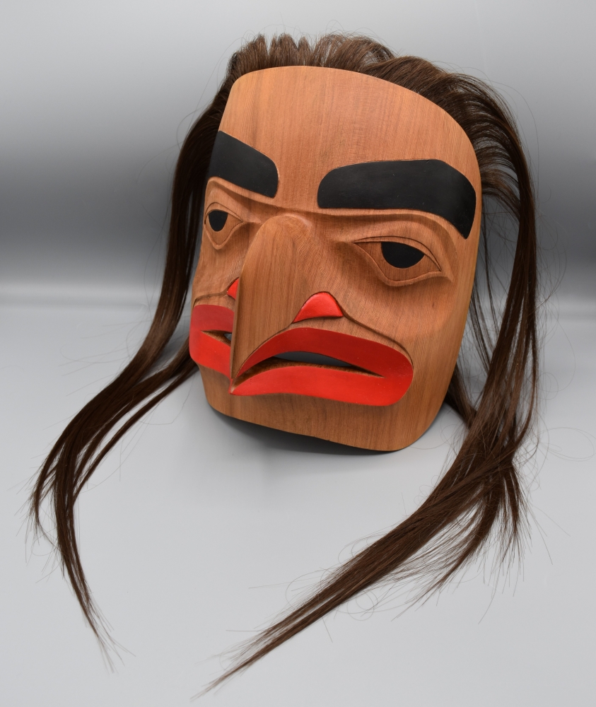 Human Form Eagle Mask

Red Cedar, Human Hair, Acrylic 9&quot; x 10&quot;

&copy; 2021 James Johnson