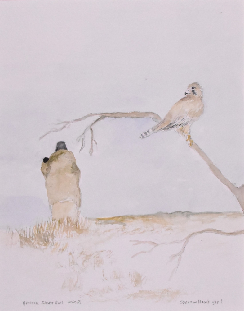 Sparrow Hawk Girl

čet&aacute;n&scaron;&aacute;la wič&iacute;nčala

Watercolor on paper, 9&rdquo; x 12&rdquo;

&copy; 2020 Arthur Short Bull
